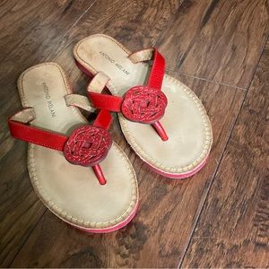 Antonio Melani Leather Thong Sandals red size 7M